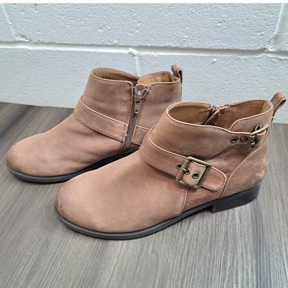Vionic Logan Brown Leather Buckle With Side Zip Ankle Boots Womens US 9 EU 41 - Picture 2 of 8